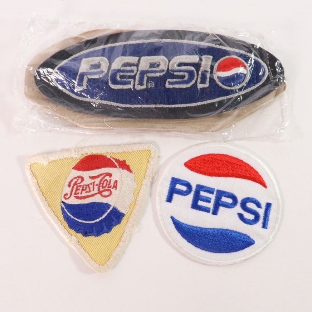 Vintage Pepsi Cola Patch Lot‎ (3) Oval Triangle Round Embroidered